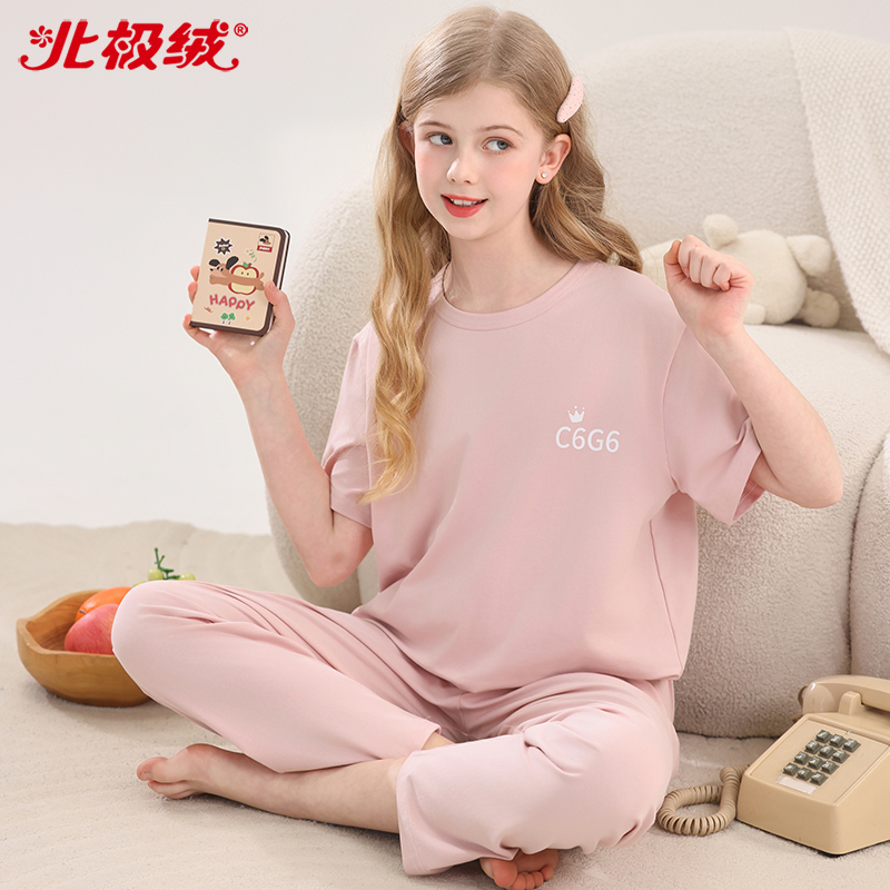 女童莱卡棉家居服套装