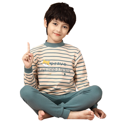 宝宝全棉毛衫睡衣男童内衣套装