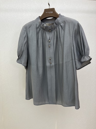 羽衣甘蓝女装夏季新品花边领纯色短袖上衣