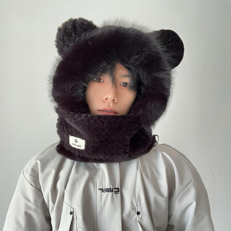 帽子围脖一体户外出游冬季保暖