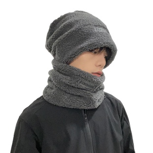 帽子男冬天加厚保暖护颈围脖毛绒帽冬季加绒防寒骑车防风堆堆帽潮