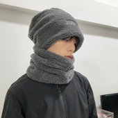 帽子男冬天加厚保暖护颈围脖毛绒帽冬季 加绒防寒骑车防风堆堆帽潮