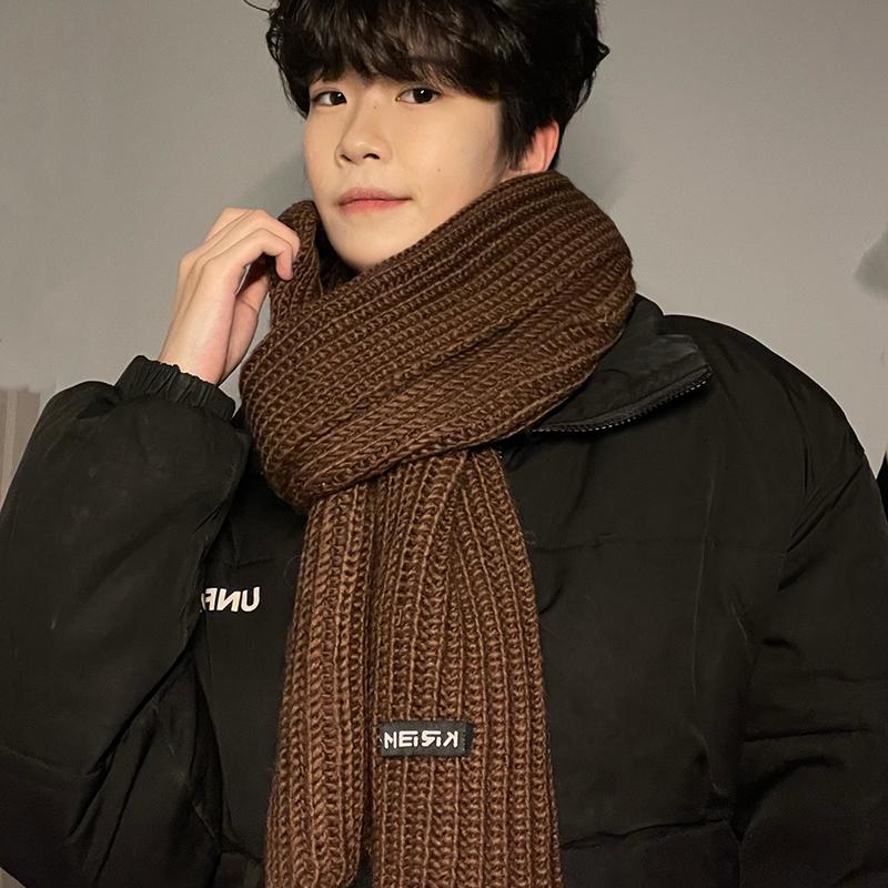 冬季原宿风针织围巾百搭男士冬季
