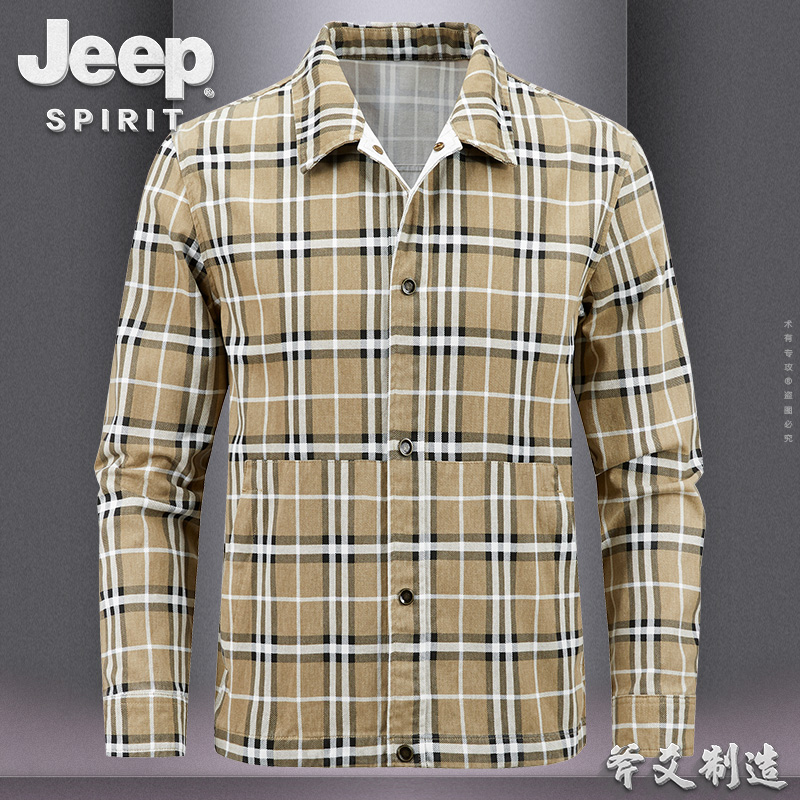 【吉普长袖衬衫】大码休闲上衣