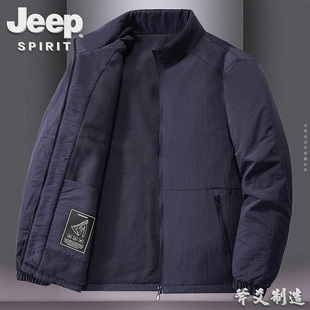 宽松大码 JEEP吉普加绒保暖外套秋冬季 上衣棉服防风户外休闲男夹克