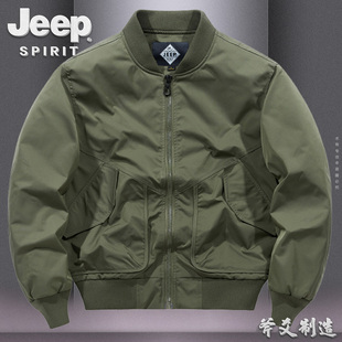 JEEP吉普夹克外套男春秋季新款青年宽松大码薄款棒球领男款夹克