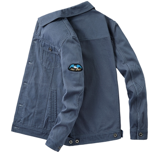 JEEP吉普工装夹克男春秋季青年宽松上衣服男潮流飞行员牛仔外套男