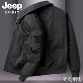 休闲上衣服潮流复古飞行员外套 男春秋宽松大码 JEEP吉普工装 夹克衫