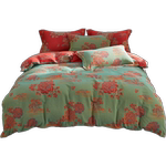 纯棉双层纱被套复古高档色织提花A类双面全棉纱布母婴被罩单件红