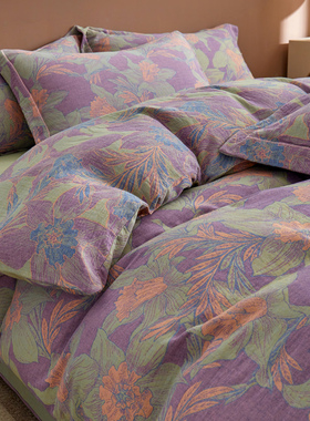 A类全棉双层纱被套单件双面色织提花纯棉纱布150x200x230被罩双人