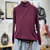 洋气半高领打底毛衣女薄款 内搭显瘦针织衫 2025春秋装 宽松文艺长袖