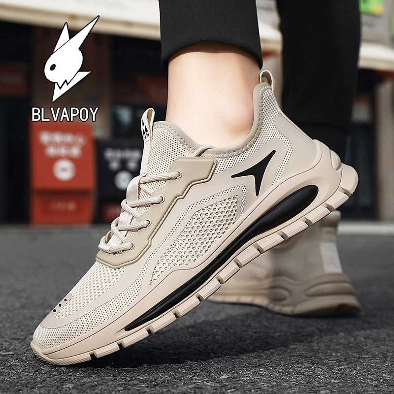 花花公子男鞋2026新款夏季透气网面运动鞋男士厚底户外休闲跑步鞋