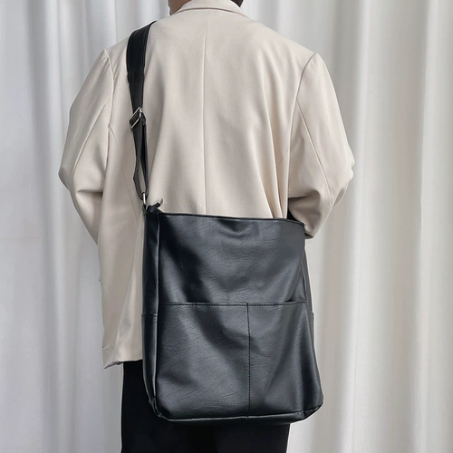 Трендовая вместительная и большая сумка через плечо, очень большая сумка на одно плечо, в корейском стиле, из натуральной кожи