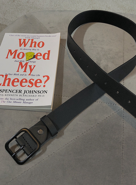 简约百搭黑色针扣休闲皮带韩版男士方形皮带头港风暗黑系潮流腰带