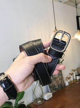 英伦风百搭细款腰带韩版皮质针扣小西裤窄版皮带潮流男复古细裤带