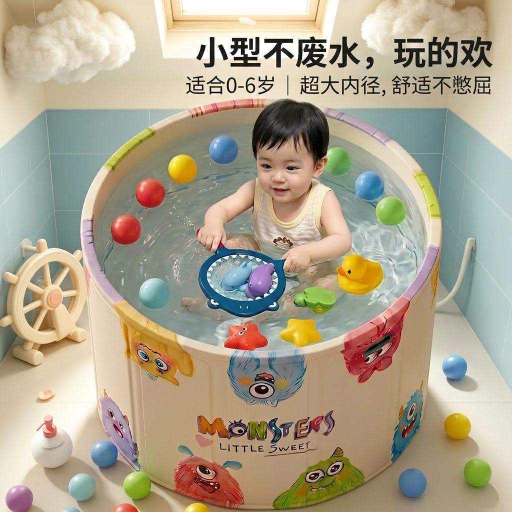 儿童小孩婴儿家用游泳泡澡一体款