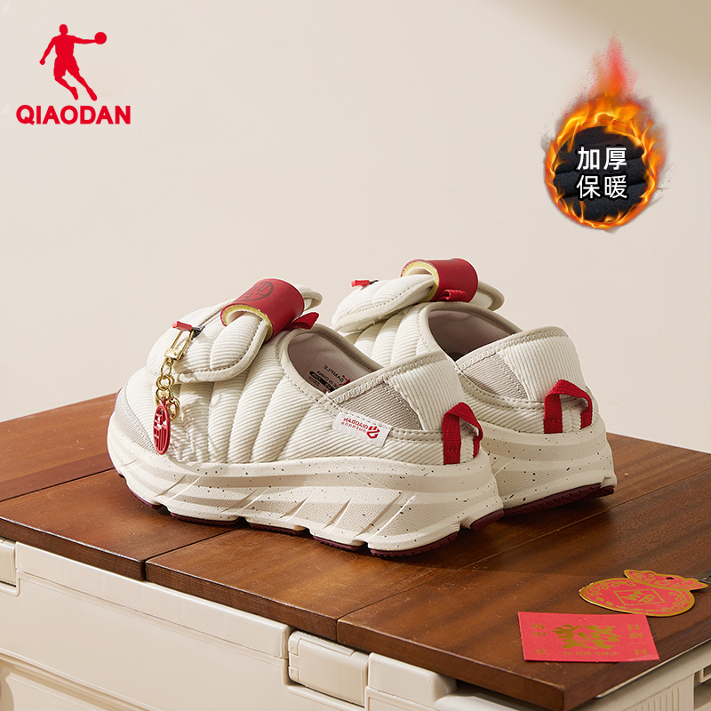 乔丹面包鞋女款一脚蹬冬季保暖棉鞋增高厚底运动鞋二棉鞋休闲鞋女
