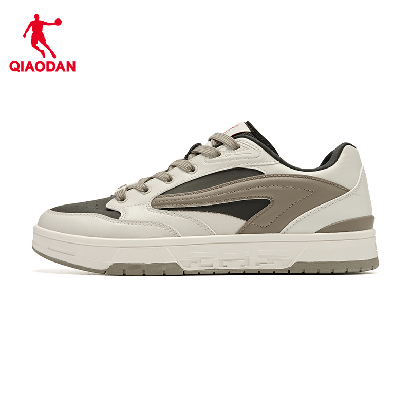 【商场同款】乔丹榫卯男板鞋黑色皮面休闲鞋子运动鞋053244590