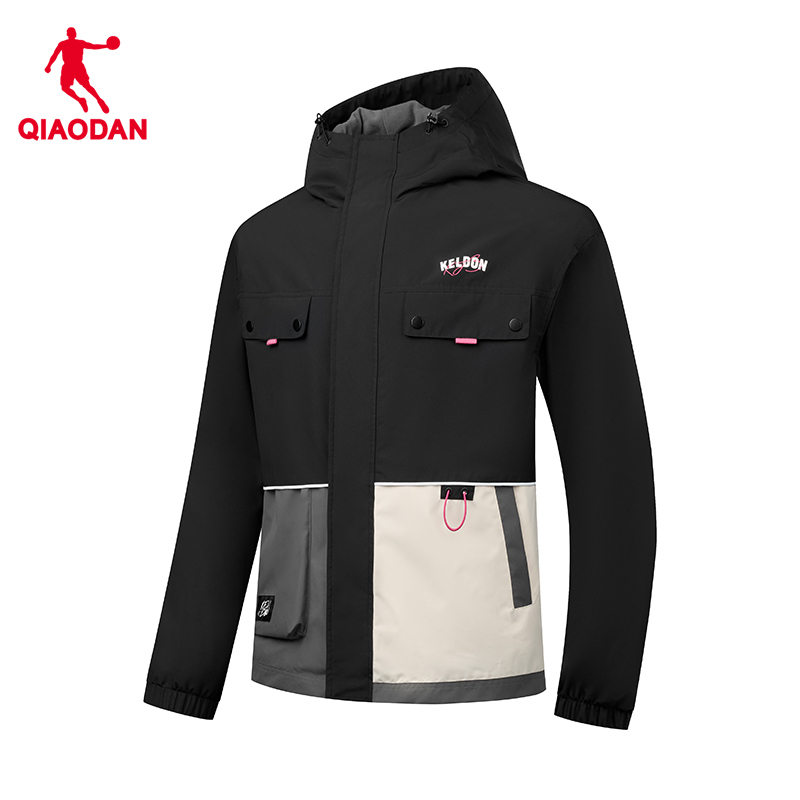 【商场同款】乔丹运动加绒风衣男防风防水黑色外套男3251336