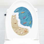 浴室厕所装 饰防水自粘马桶贴纸蓝色海浪墙壁贴画瓷砖寝室布置壁纸