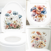 厕所卫生间浴室瓷砖墙贴纸马桶贴画盖子水箱装 饰清新简约植物花朵