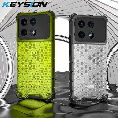 适用新款Redmi K70 至尊版手机壳四角全包气囊防摔保护壳半透明蜂巢网格纹路时尚高级感潮流男女款简约保护套