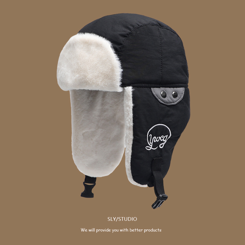 冬季东北雷锋帽男女户外骑行防寒保暖帽子加绒加厚棉帽护耳飞行帽