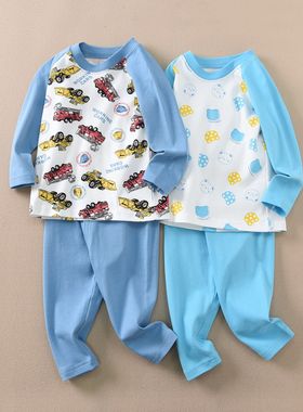 分儿童男女孩T恤套装秋衣裤家居服棉毛插肩长袖出口日本跨境工厂