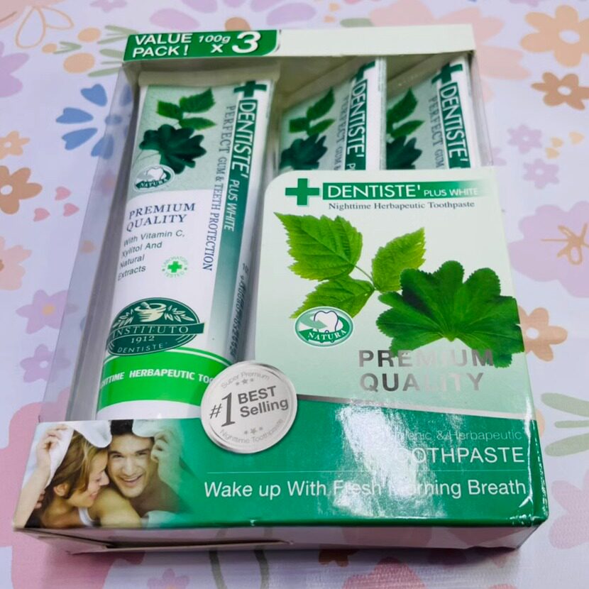 泰国DENTISTE丹师特清新口气口臭健龈抗敏感美白无氟夜用牙膏100g