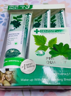 泰国DENTISTE丹师特清新口气口臭健龈抗敏感美白无氟夜用牙膏100g