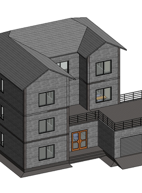 BIM模型revit三层小别墅2016版建筑模型含标高家具散水楼梯-10-4