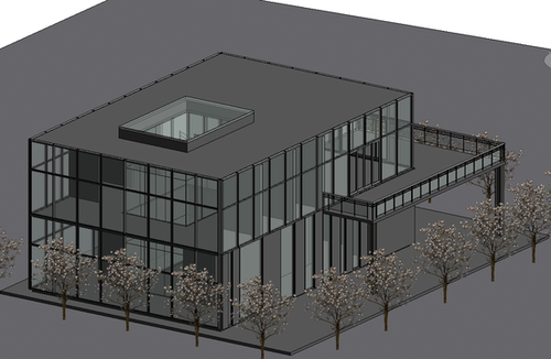 BIM模型revit茶室2016版建筑模型含标高轴线墙板楼梯门窗等-27