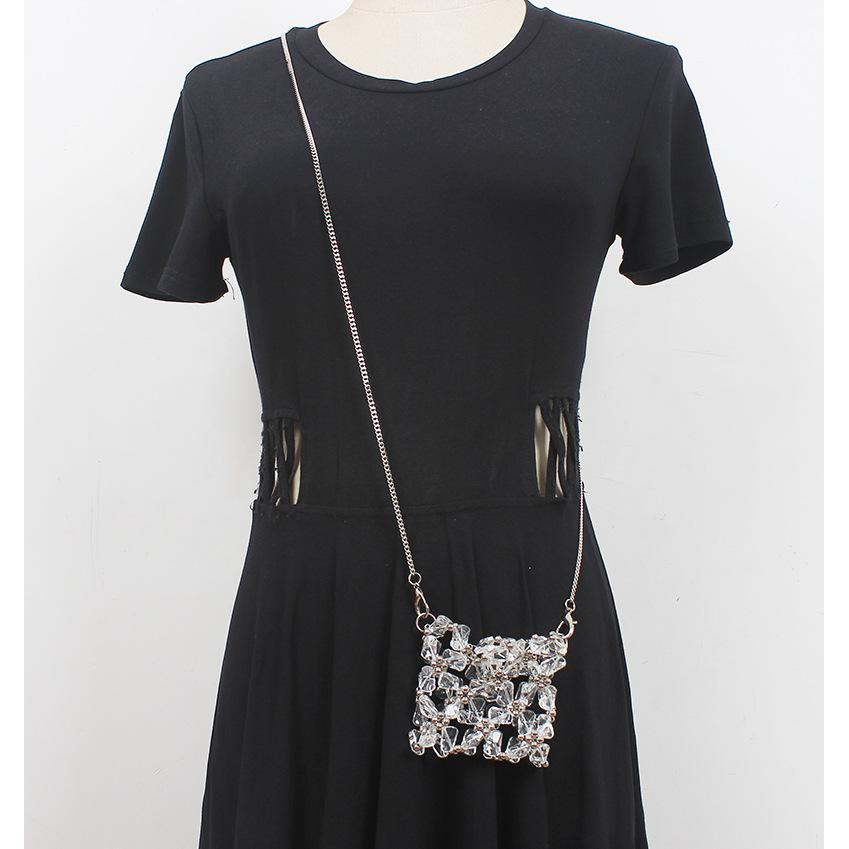 迷你幻彩异形水晶链条包手工串珠小挎包透明小仙女手机包