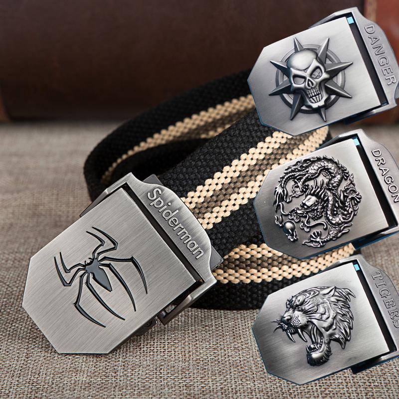 黑蜘蛛龙虎蛇动物加厚帆布腰带学