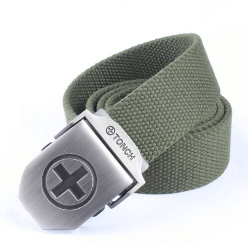 大圆十合金扣时尚帆布腰带潮男士