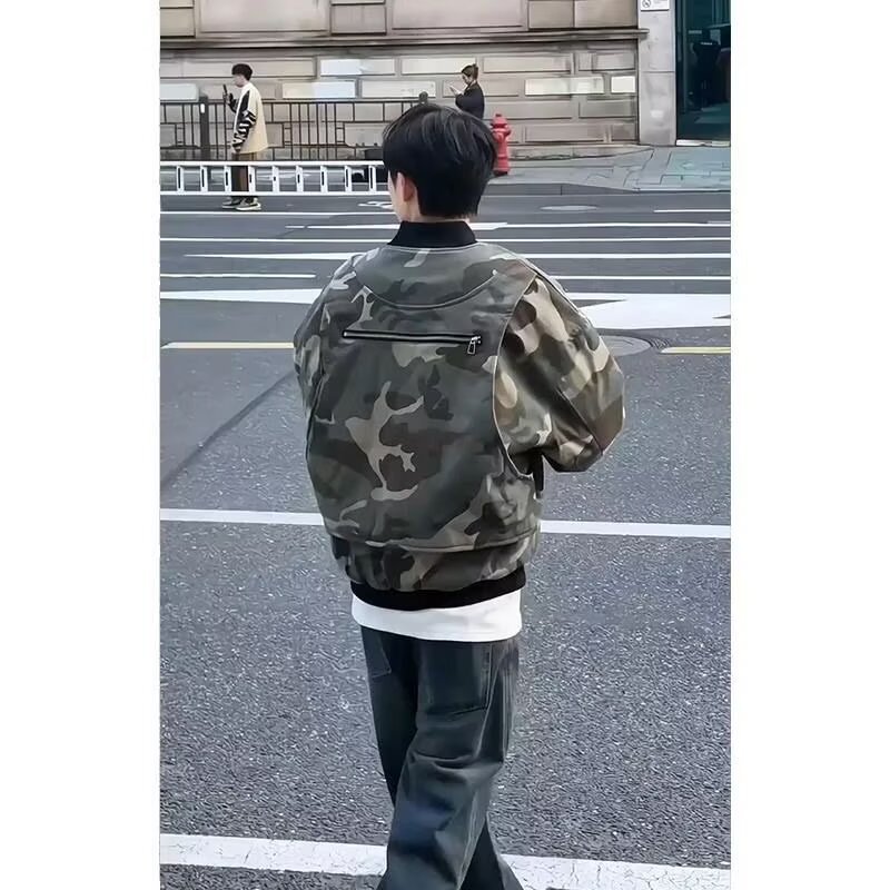 春秋男港风宽松徽章设计夹克