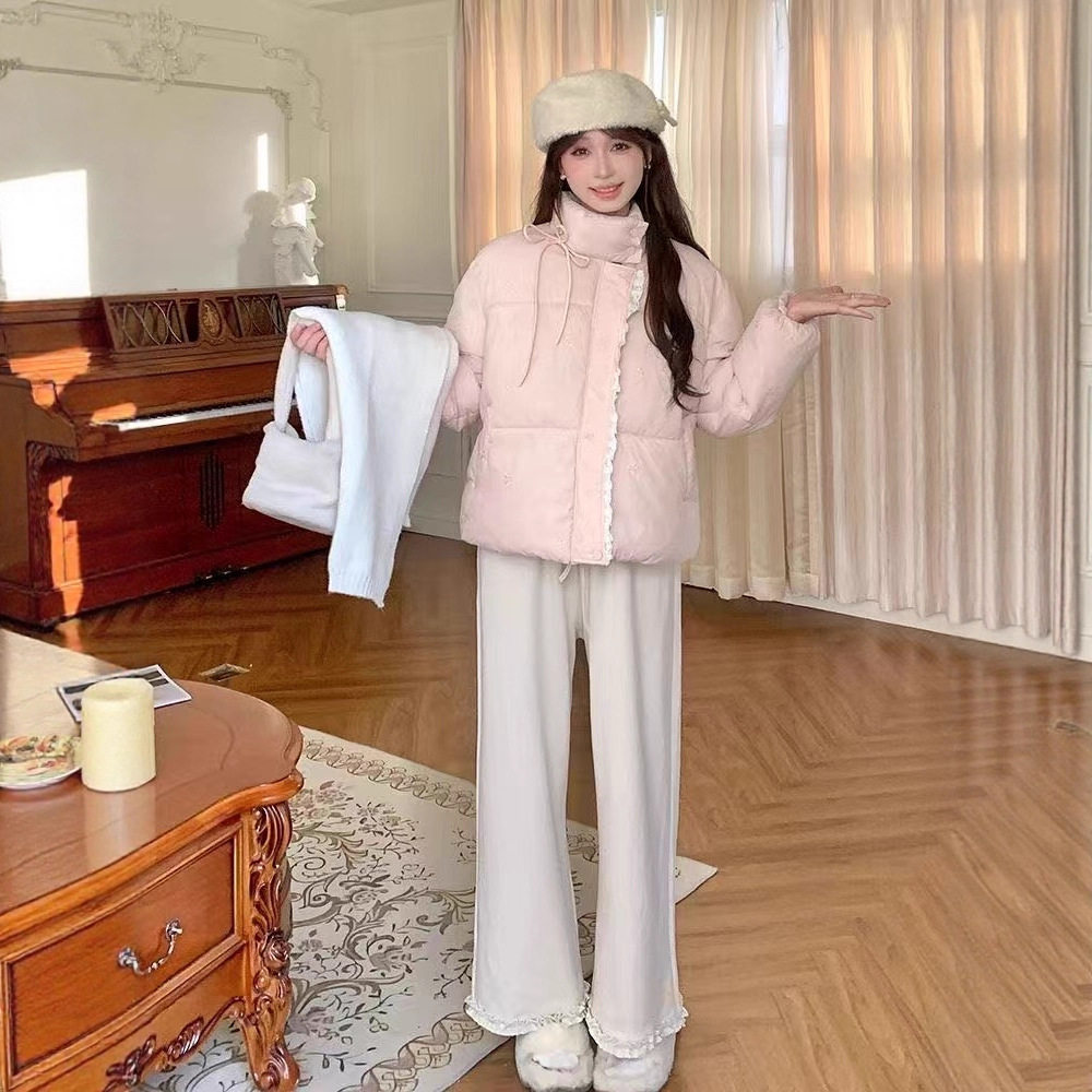 韩系甜美短款加厚保暖棉服女