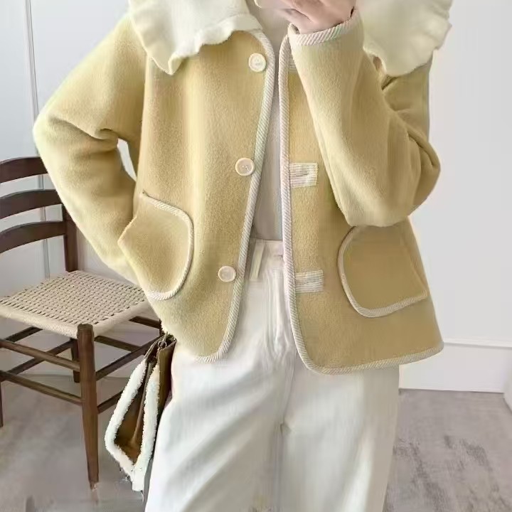 小香风娃娃领秋冬减龄短外套女