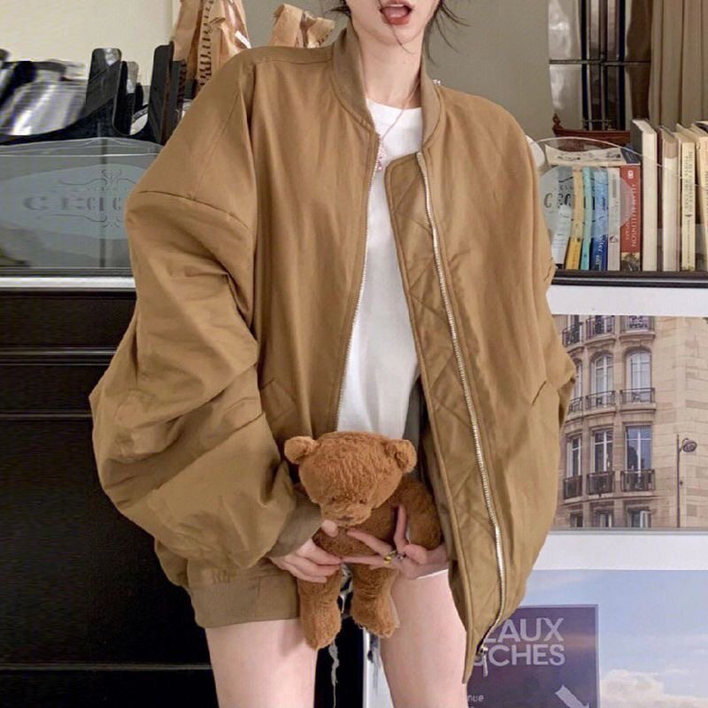 纯色棒球服长袖外套女春秋季