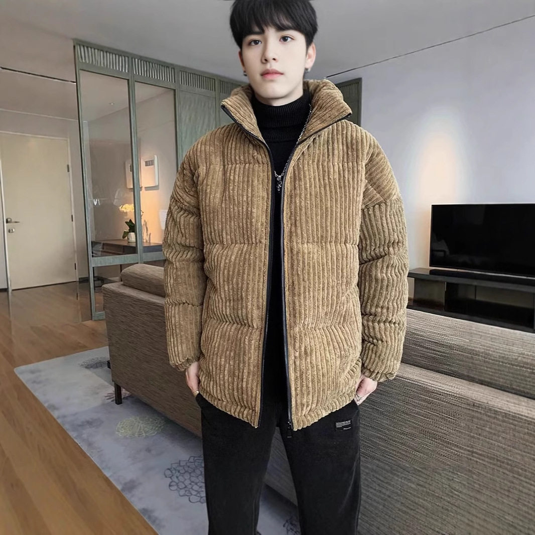 灯芯绒男加厚保暖港风复古面包服