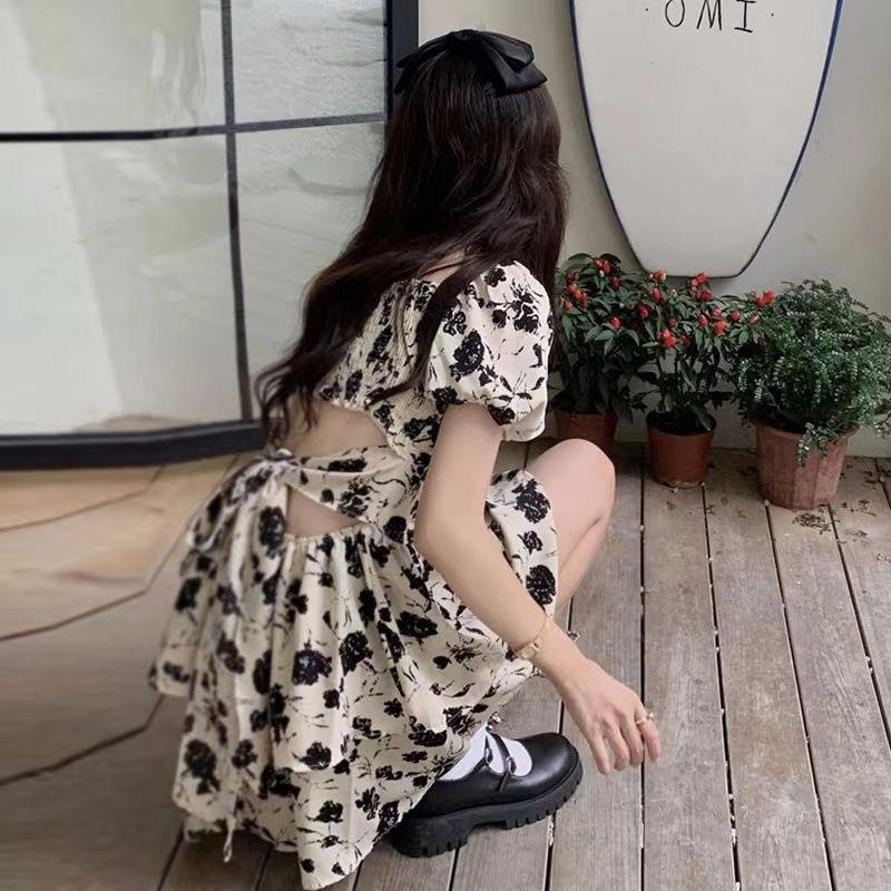 港风复古夏季碎花小个子连衣裙
