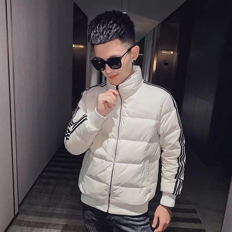 冬季新款潮牌立领三道条纹棉衣