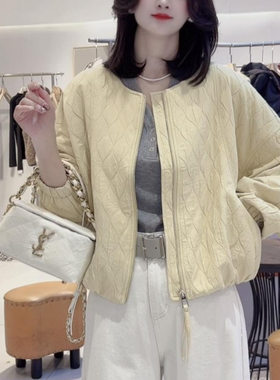 早春韩版菱格短外套女小个子减龄