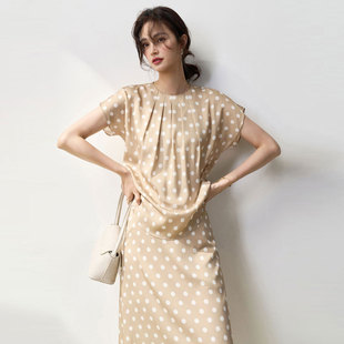 25清仓法式复古香槟波点丝滑优雅气质通勤套装上衣23017半裙