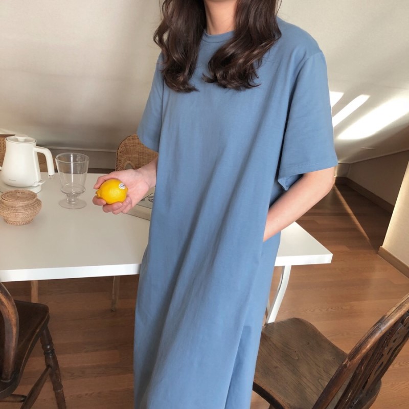 ins超火连衣裙女i miss裙慵懒风pp home裙子开叉过膝及脚踝bf长裙