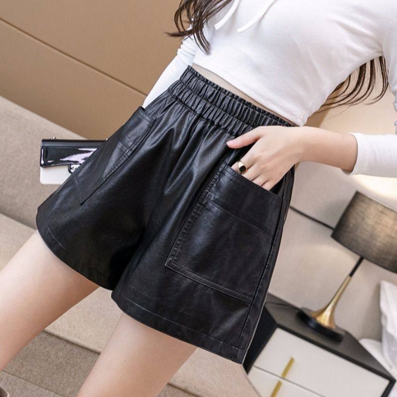 2025秋冬新款皮短裤女松紧腰宽松阔腿显瘦高腰外穿大码打底靴裤,女装/女士精品,休闲裤,淘宝优惠券,粉丝福利购,淘宝优惠卷