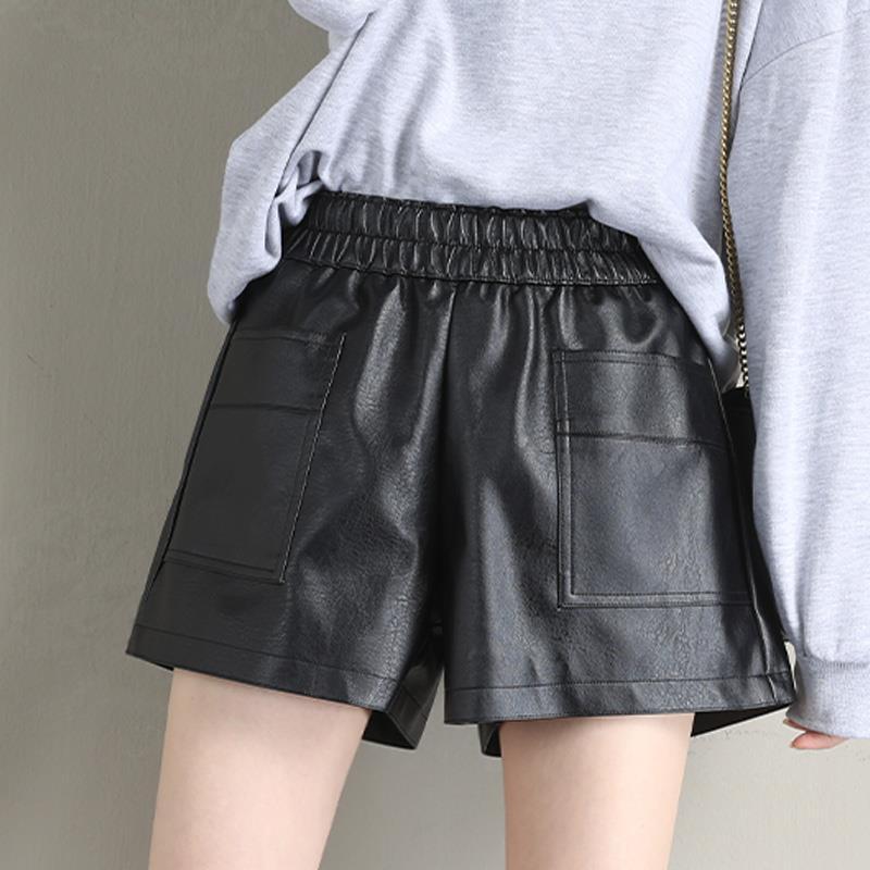 百搭显瘦阔腿pu皮靴裤