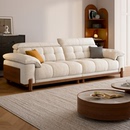 中古风实木可拆洗枫颂布艺沙发直排客厅简约可调节头枕雪尼尔沙发