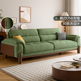 佛山新款 现代简约原木风布艺沙发客厅小户型白蜡木实木家具 日式