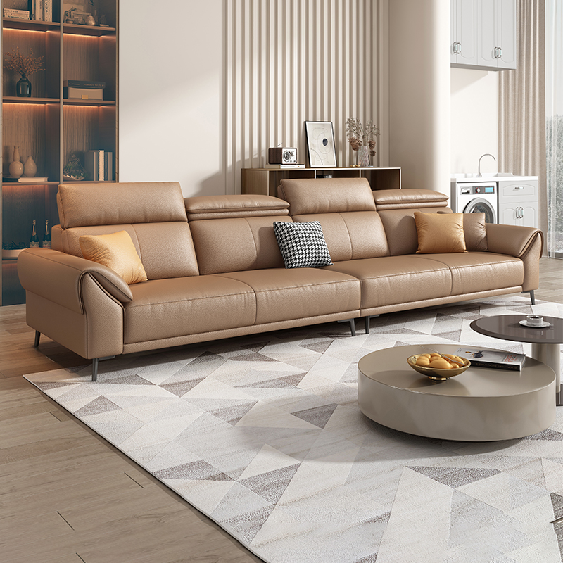 意式极简可调节新款真皮沙发小户型客厅直排网红黑色头层牛皮沙发